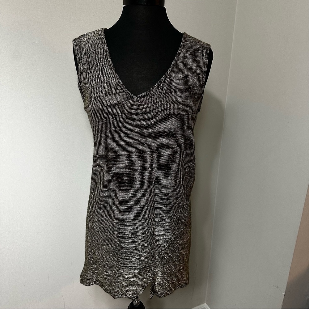 French Connection Metallic Gold Mini Dress in Size 10 - Picture 4 of 9